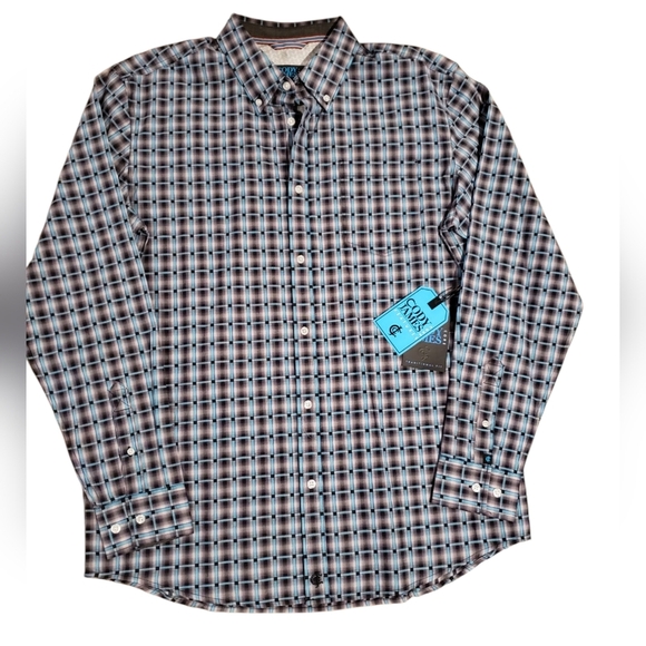 Cody James Black Turquoise Plaid Western Button Down Long Sleeve Shirt Small NWT - Picture 1 of 6